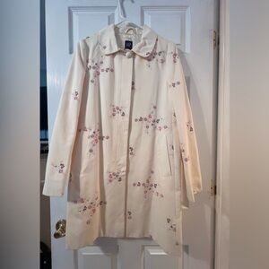 GAP Cream Floral Trench Coat